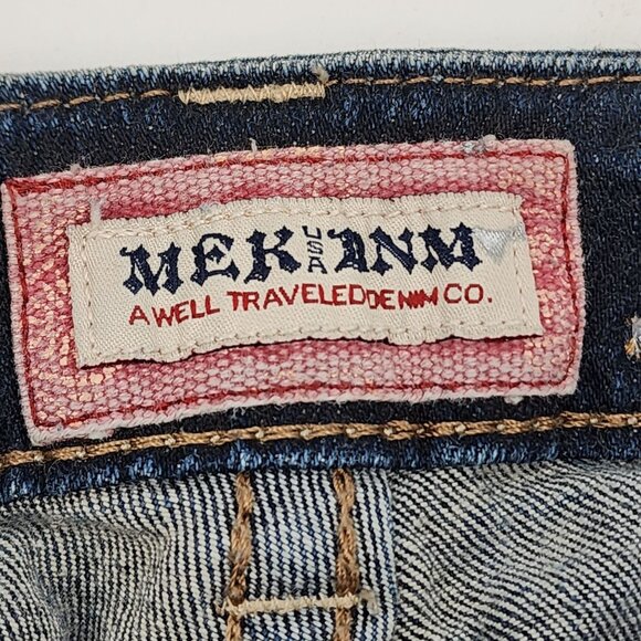 MEK Denim Womens Size 29x30 Noida Jeans Slim Bootcut Distressed Blue Denim - Picture 4 of 9